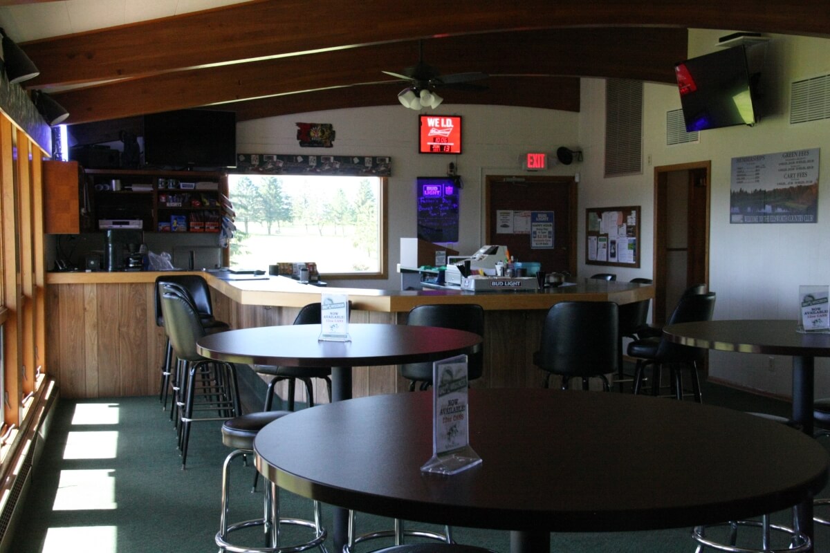 Bar and seating in the clubhouse